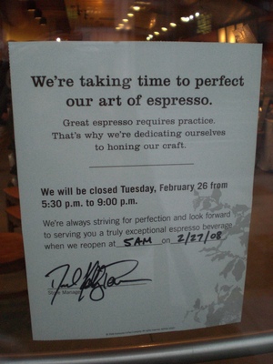 SB barista training store closed